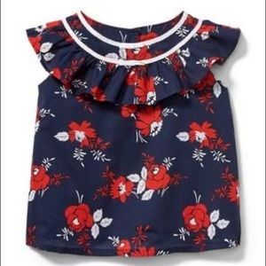 Janie and Jack Floral Ruffle Neck Top, 2T - NWT -
